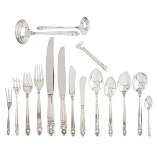 Appraisal: INTERNATIONAL STERLING SILVER FLATWARE Eighty-five Royal Danish pattern includes forks