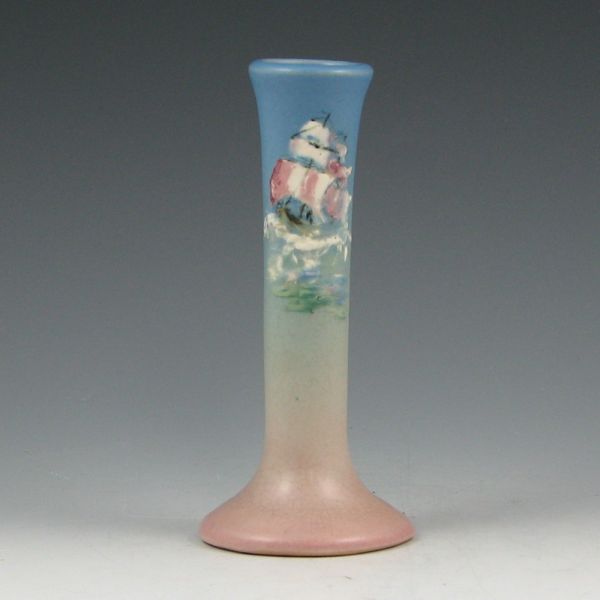 Appraisal: Unusual Weller Hudson bud vase with a ship and sailboat