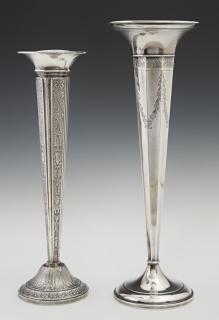 Appraisal: Two Weighted Sterling Trumpet Vases early th c Two Weighted