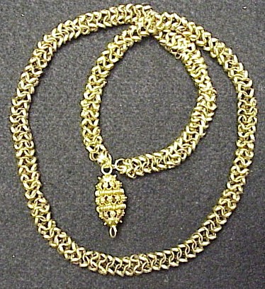 Appraisal: JEWELRY K yellow gold fancy link chain with filigree hollow