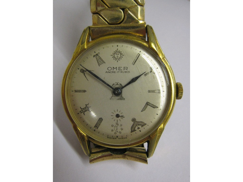 Appraisal: Gents wrist watch with Masonic dial a pair of Masonic