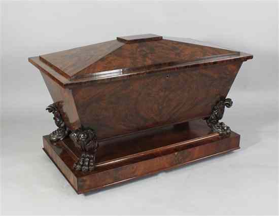 Appraisal: A Regency mahogany sarcophagus shaped wine cooler by Wilkinson Ludgate