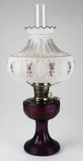 Appraisal: Aladdin Lincoln Drape oil lamp deep amethyst glass ht without