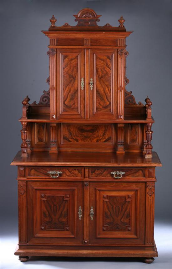 Appraisal: CONTINENTAL RENAISSANCE REVIVAL WALNUT BUFFET A DEUX CORPS th century