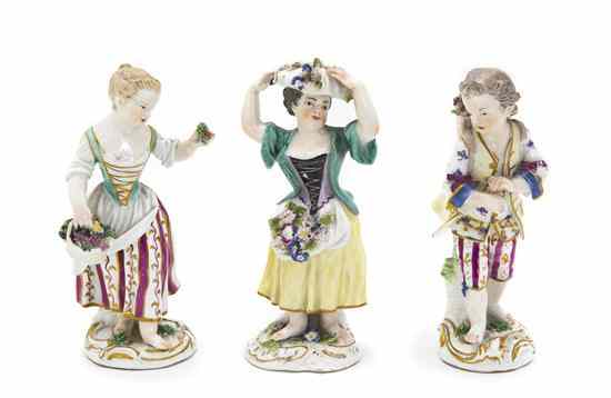 Appraisal: A Group of Three Meissen Porcelain Figures th century each