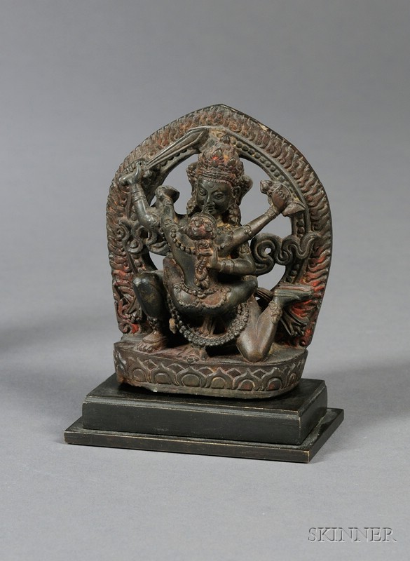 Appraisal: Stone Stele Nepal th century carving of a tantric divinity