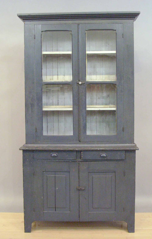 Appraisal: Pennsylvania painted stepback cupboard th c h w