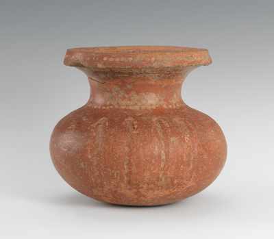 Appraisal: Pre-Columbian Pot Small red clay pot with incised decoration also