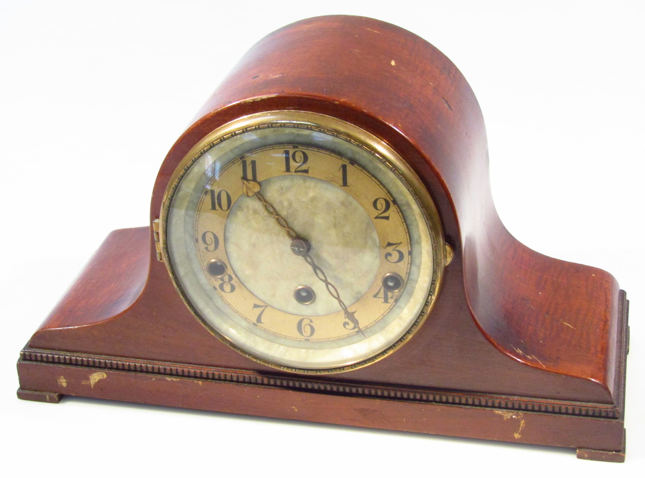 Appraisal: An early thC walnut cased Napoleon hat mantel clock the