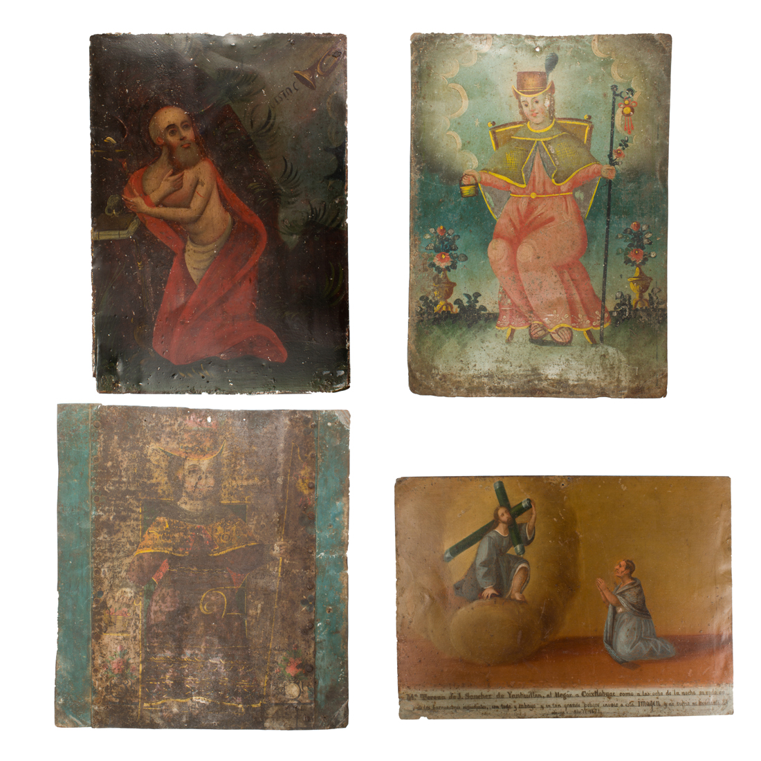 Appraisal: LOT OF SPANISH COLONIAL TIN RETABLO GROUP lot of Spanish