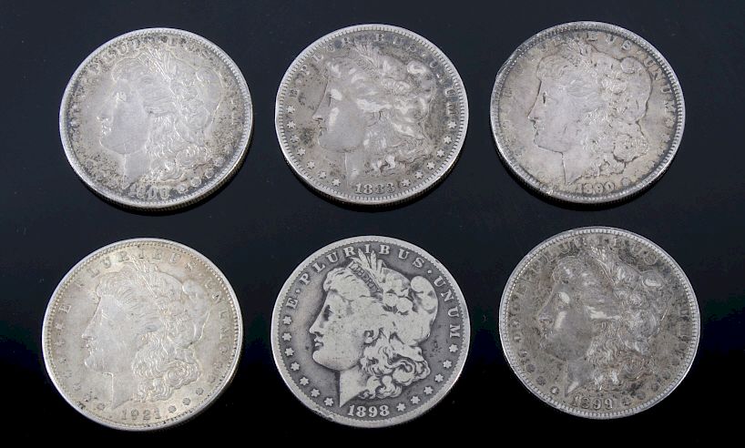 Appraisal: Collection of Six Morgan Silver Dollars For sale in this