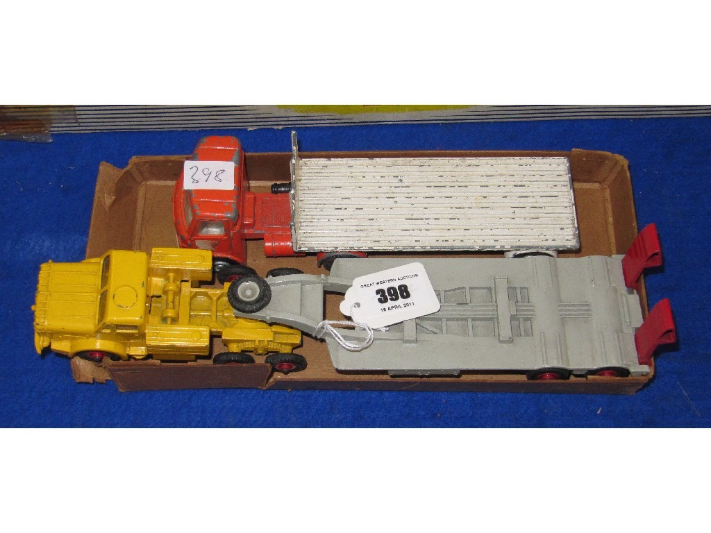 Appraisal: Lot comprising Dinky AEC lorry and trailer and Thorny Croft