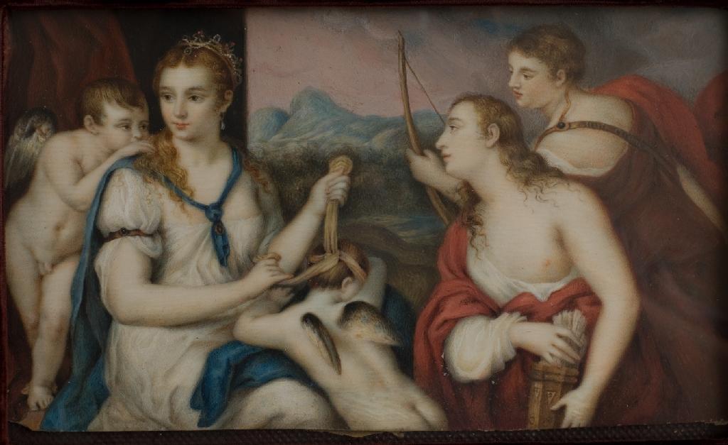 Appraisal: CONTINENTAL SCHOOL th th CENTURY AN ALLEGORY OF LOVE OIL