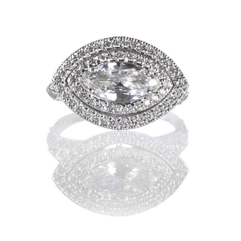 Appraisal: CONTEMPORARY DIAMOND K WHITE GOLD RING Condition Report SI K-J