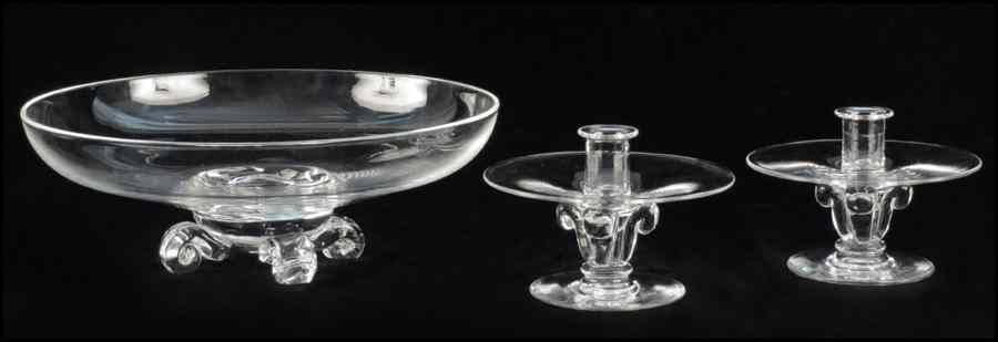 Appraisal: STEUBEN BOWL AND CANDLESTICKS Condition Excellent all pieces are perfect