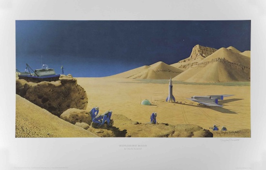 Appraisal: BONESTELL CHESLEY Exploring Mars Limited edition color lithograph Signed by