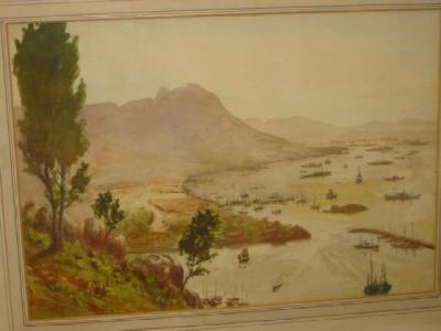 Appraisal: R D BURNEY Hong Kong Harbour unsigned inscribed verso x