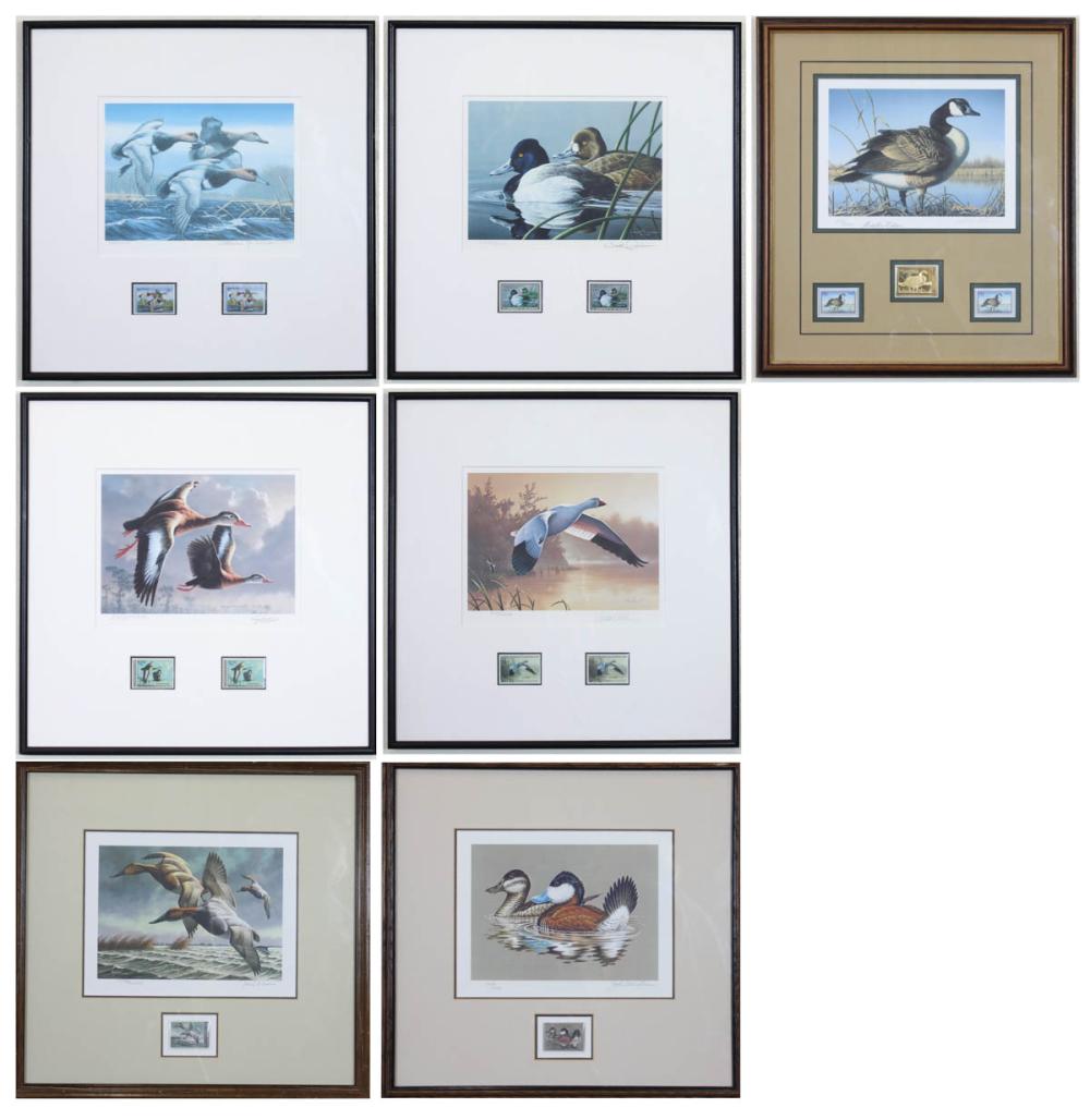 Appraisal: SEVEN LIMITED EDITION FEDERAL DUCK STAMP PRINTS AND CORRESPONDING DUCK