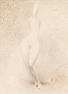 Appraisal: VASILY SITNIKOV RUSSIAN - Standing Nude A double-sided drawing pencil