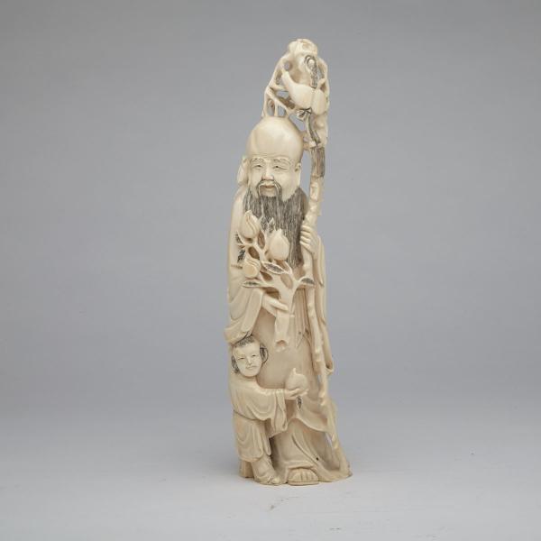 Appraisal: Ivory Carved Figure of Shoulao Circa s The venerable and