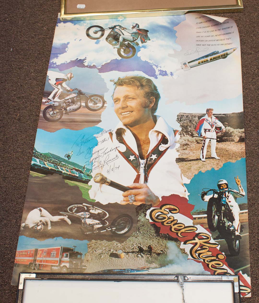 Appraisal: Signed Evel Knievel poster unframed