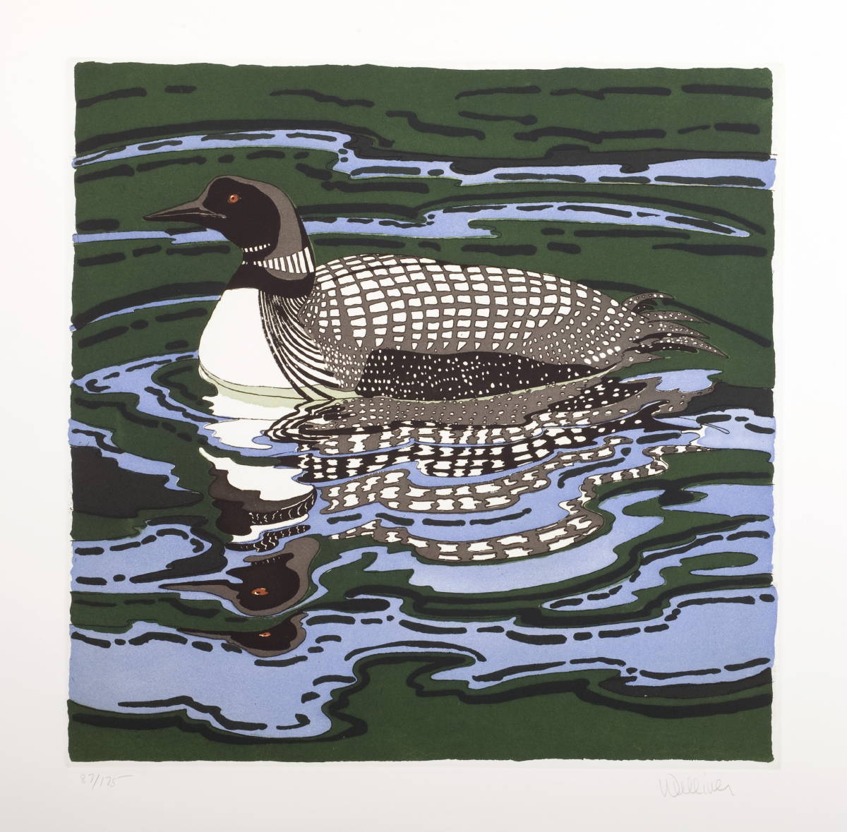 Appraisal: NEIL WELLIVER AMERICAN - LOON Aquatint and etching on wove