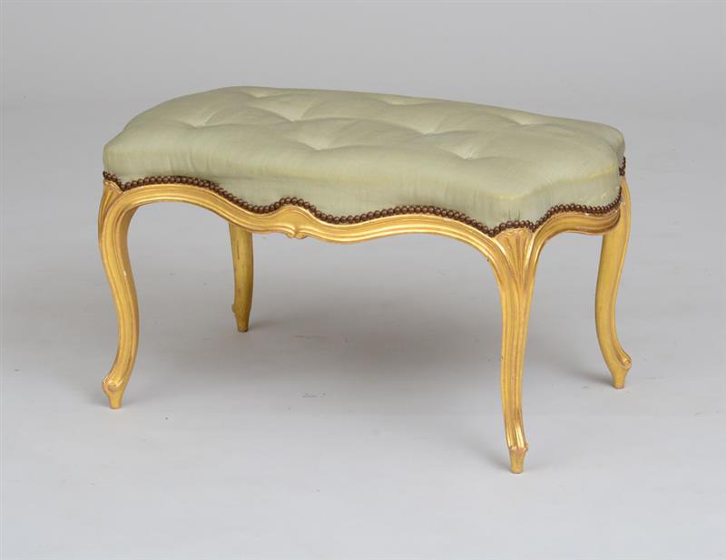 Appraisal: GEORGE III GILTWOOD STOOL In the French taste gilding th