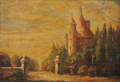 Appraisal: Continental School th Century Chateau Oil on canvas mounted onto