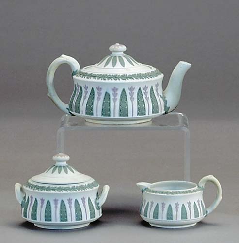 Appraisal: Rare Wedgwood tri-color jasperware tea set early th century Neoclassic