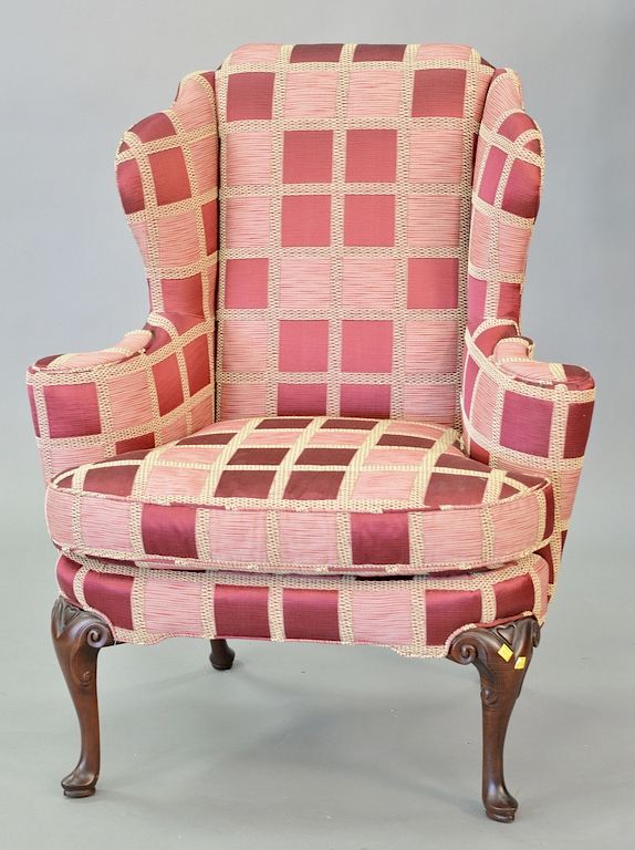 Appraisal: Baker Queen Anne style wing chair with custom upholstery ht