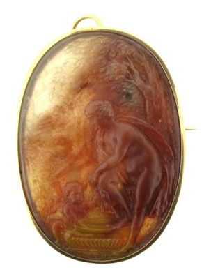 Appraisal: A large th Century carved hardstone cameo brooch Depicting a