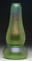 Appraisal: LOETZ TYPE AUSTRIAN VASE Nice Austrian vase is iridescent green