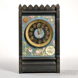 Appraisal: Belgian Black Slate and Enameled Mantel Clock Mitchell Vance Co