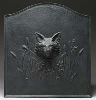 Appraisal: INTERESTING CAST IRON FOX HEAD FIREBACK The shaped top square