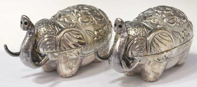 Appraisal: lot of Sterling silver elephant-form boxes Plata Villa Mexico th