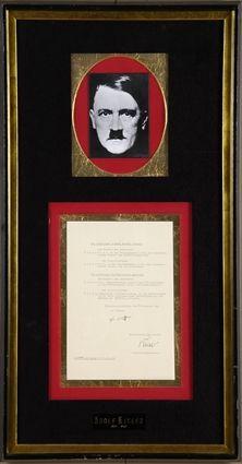 Appraisal: HITLER ADOLPH MILITARY ORDER SIGNED FEB COUNTERSIGNED BY GENERAL KEITEL