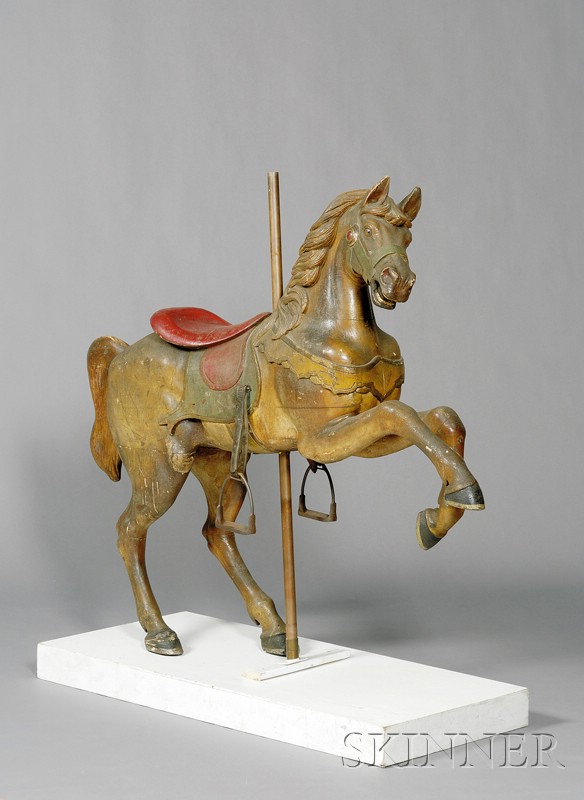 Appraisal: Carved and Painted Prancer Carousel Horse attributed to the Dentzel