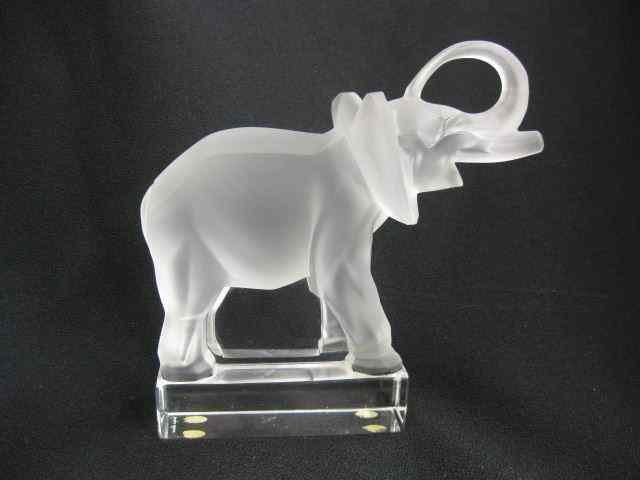 Appraisal: Lalique Crystal Figurine of an Elephant frosted trunk up ''