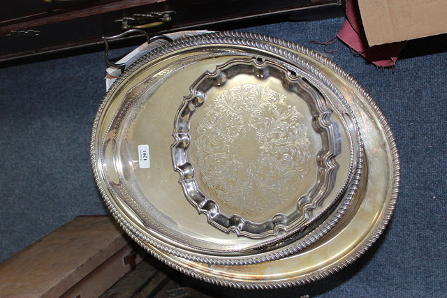 Appraisal: A QUANTITY OF SILVER PLATE to include trays meat dishes