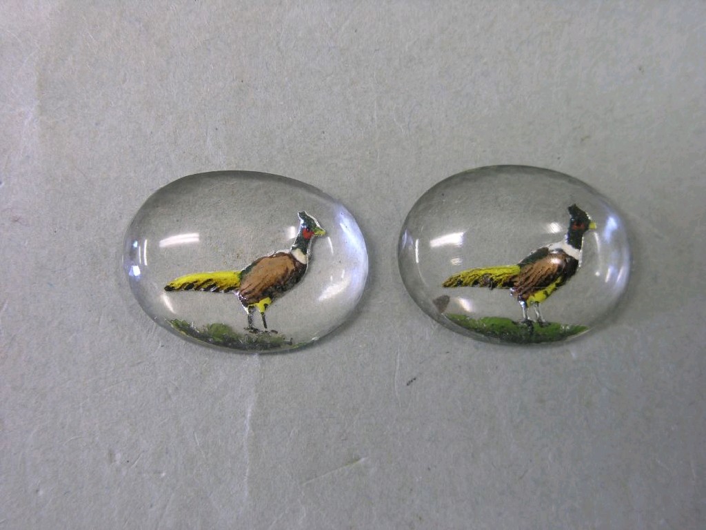 Appraisal: Essex crystals set of eight oval a pheasant