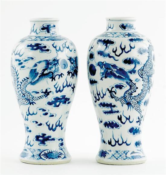 Appraisal: Pair Chinese blue-and-white vases early th century baluster form with