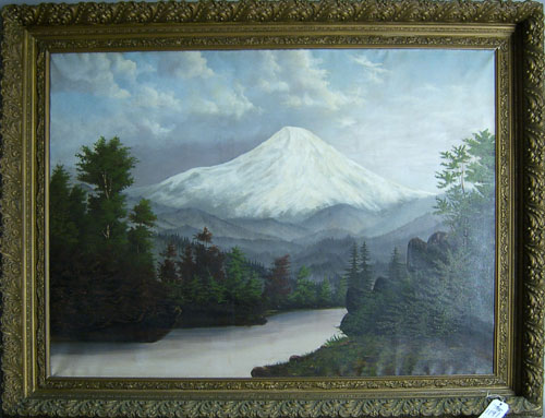 Appraisal: Oil on canvas view of Mt Hood ca x