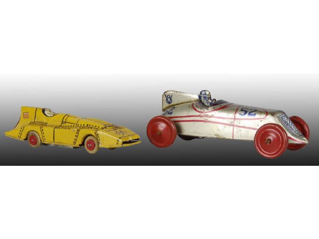 Appraisal: Lot of Tin Wind-Up American Made Race Car Toys Description