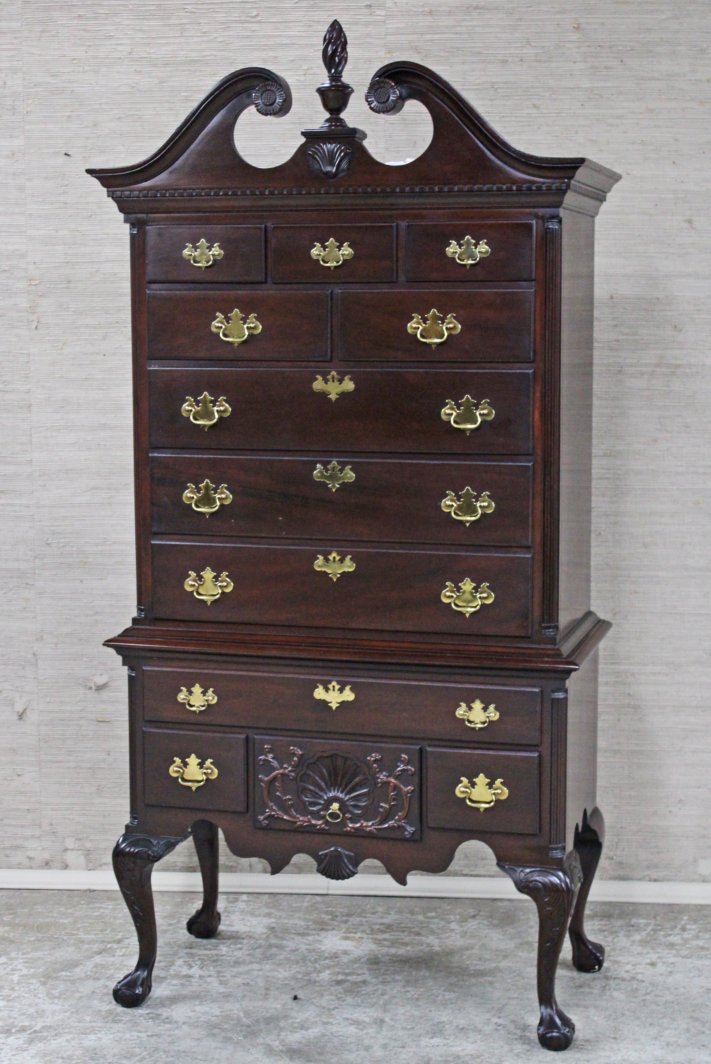 Appraisal: BONNET TOP MAHOGANY HIGHBOY BY PENNSYLVANIA HOUSE American style bonnet