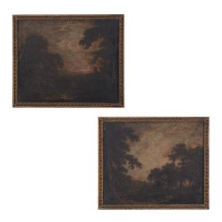 Appraisal: Manner Ralph Albert Blakelock pair paintings Manner Ralph Albert Blakelock