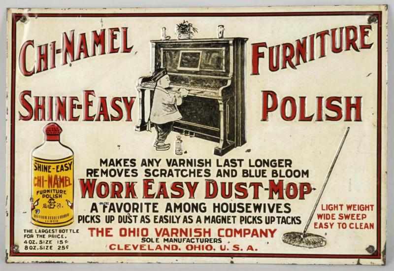 Appraisal: Embossed Chi-Namel Furniture Polish Sign Description Tin over cardboard sign