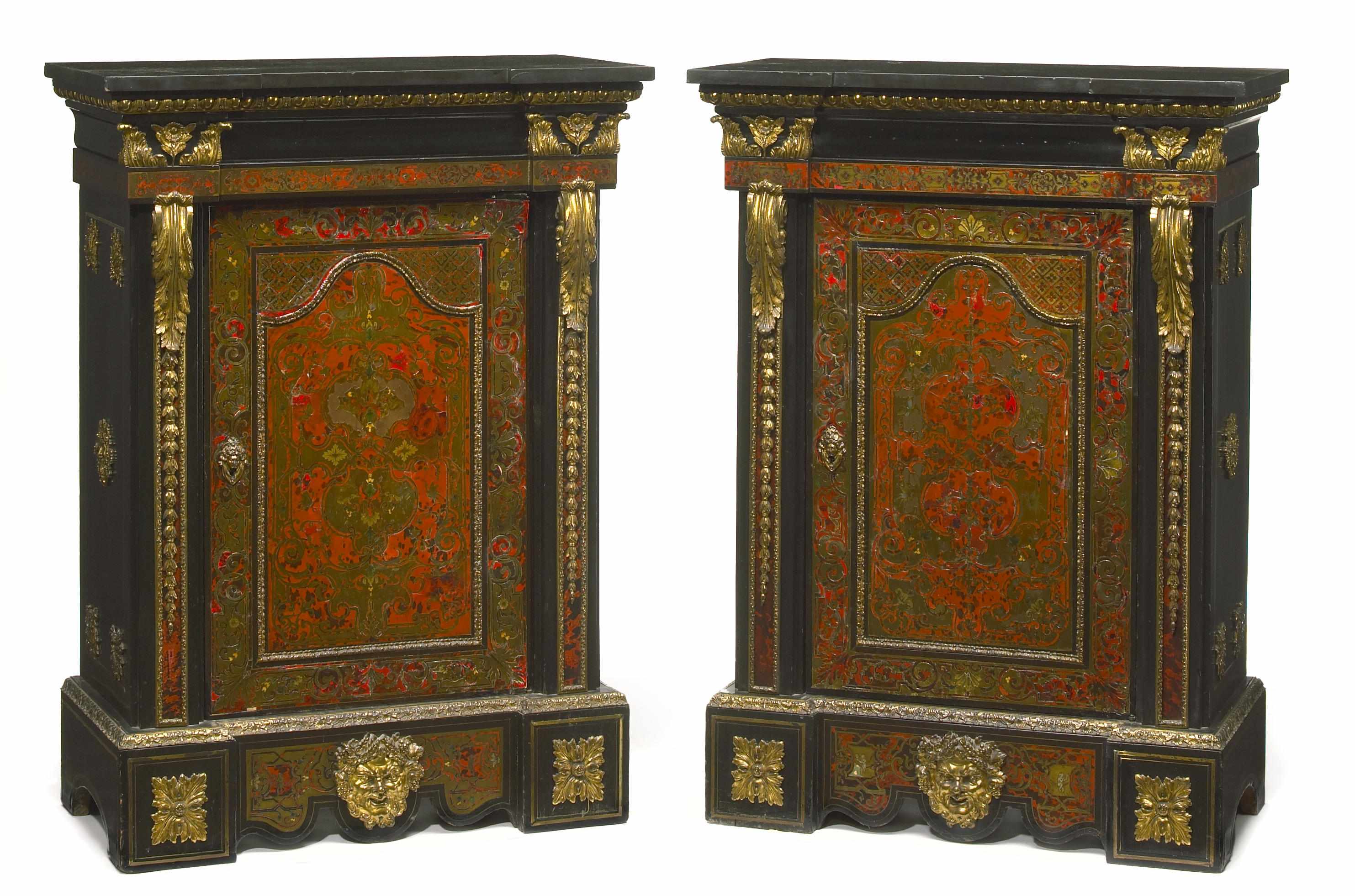 Appraisal: A pair of Napoleon III gilt bronze mounted Boulle side