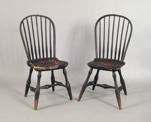 Appraisal: Pair of bowback windsor side chairs ca each retaining an