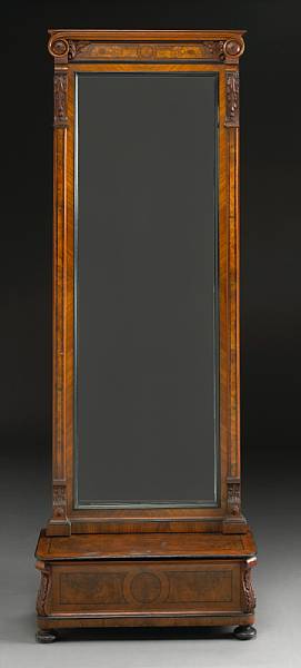 Appraisal: A Napoleon III walnut pier mirror with a jardinere base