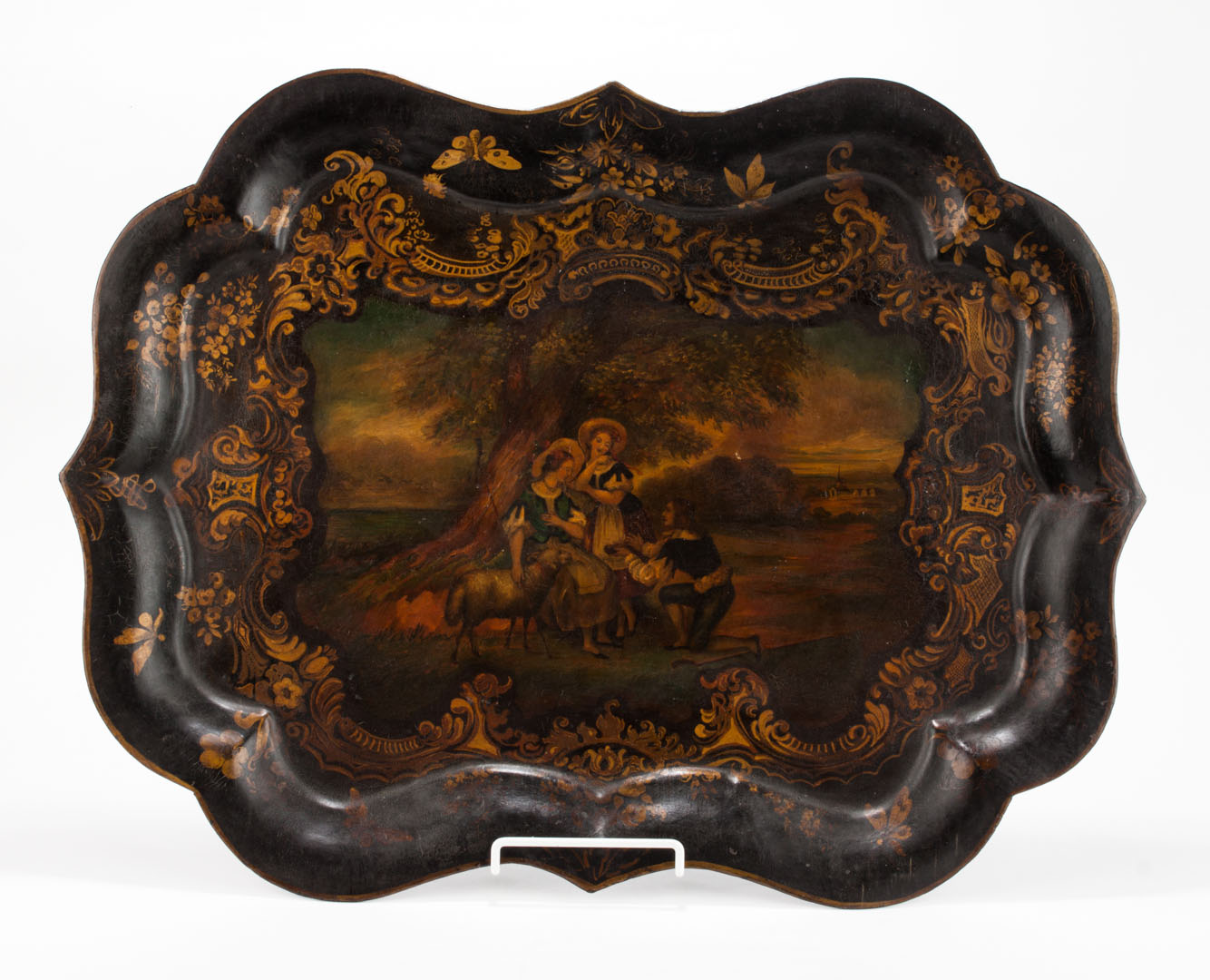 Appraisal: Victorian toleware tray second half- th century gilt floral and